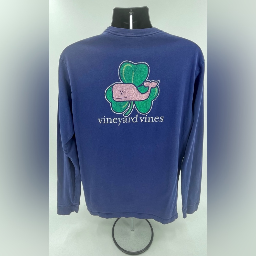 Vineyard Vines Unisex L/S Navy Blue St. Patricks Day Whale Tee Shirt Size Medium